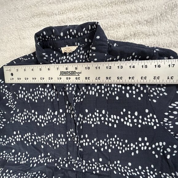 Orange Creek Womens Navy White Polka Dot Short Sleeve Button-Up Shirt Dress XL - Picture 7 of 11